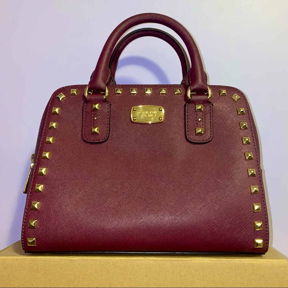 Michael Kors - Sandrine Studded Satchel - Burgundy